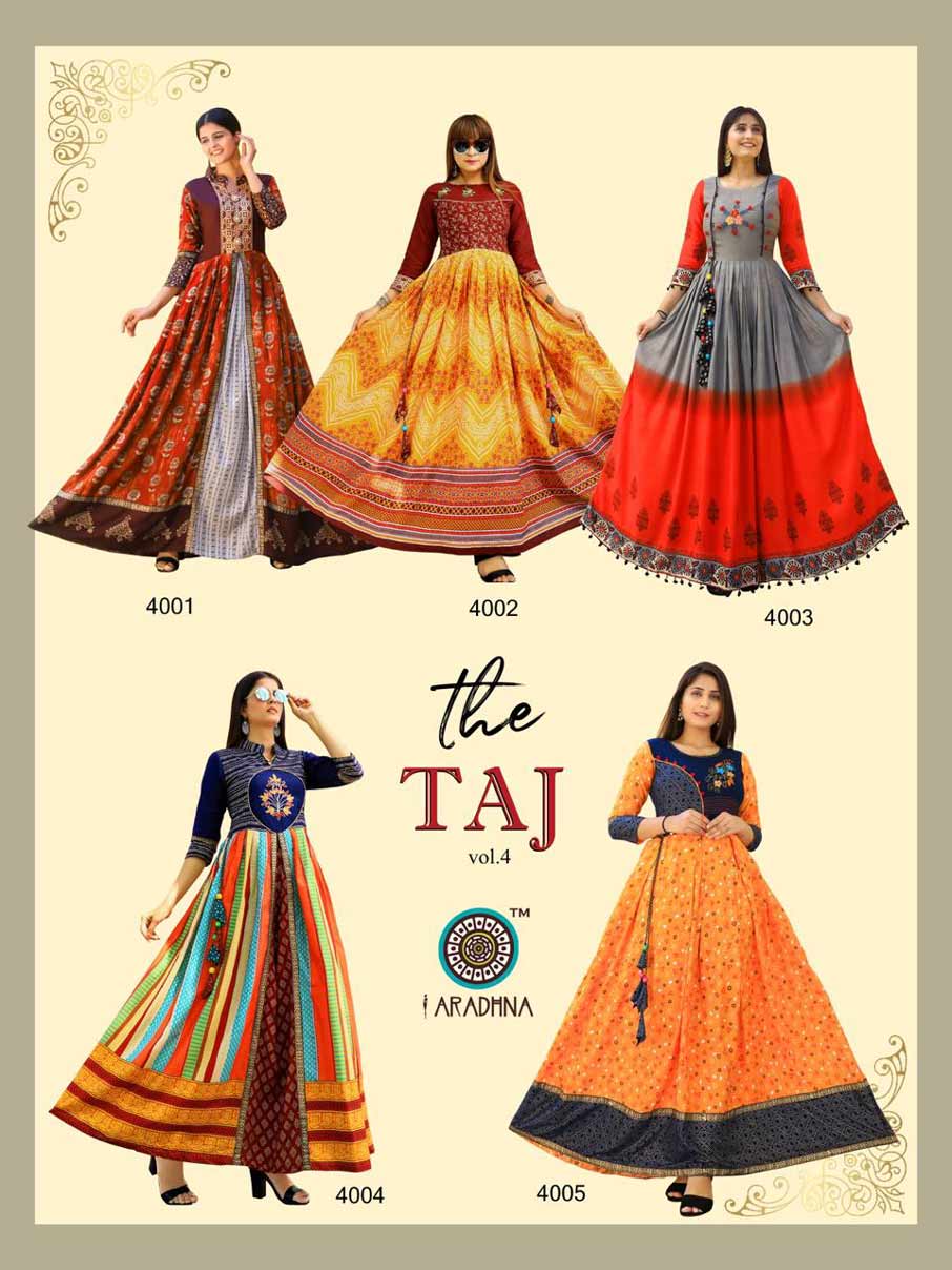Taj Vol-4 Wholesale Round Printed Kurti Set Taj Vol-4 Wholesale Round Printed Kurti Set